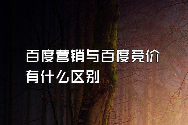 百度营销与百度竞价有什么区别