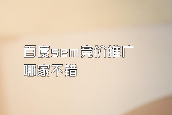 百度sem竞价推广哪家不错