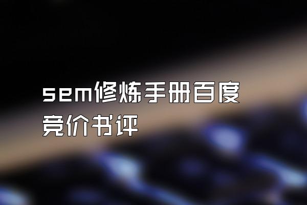 sem修炼手册百度竞价书评